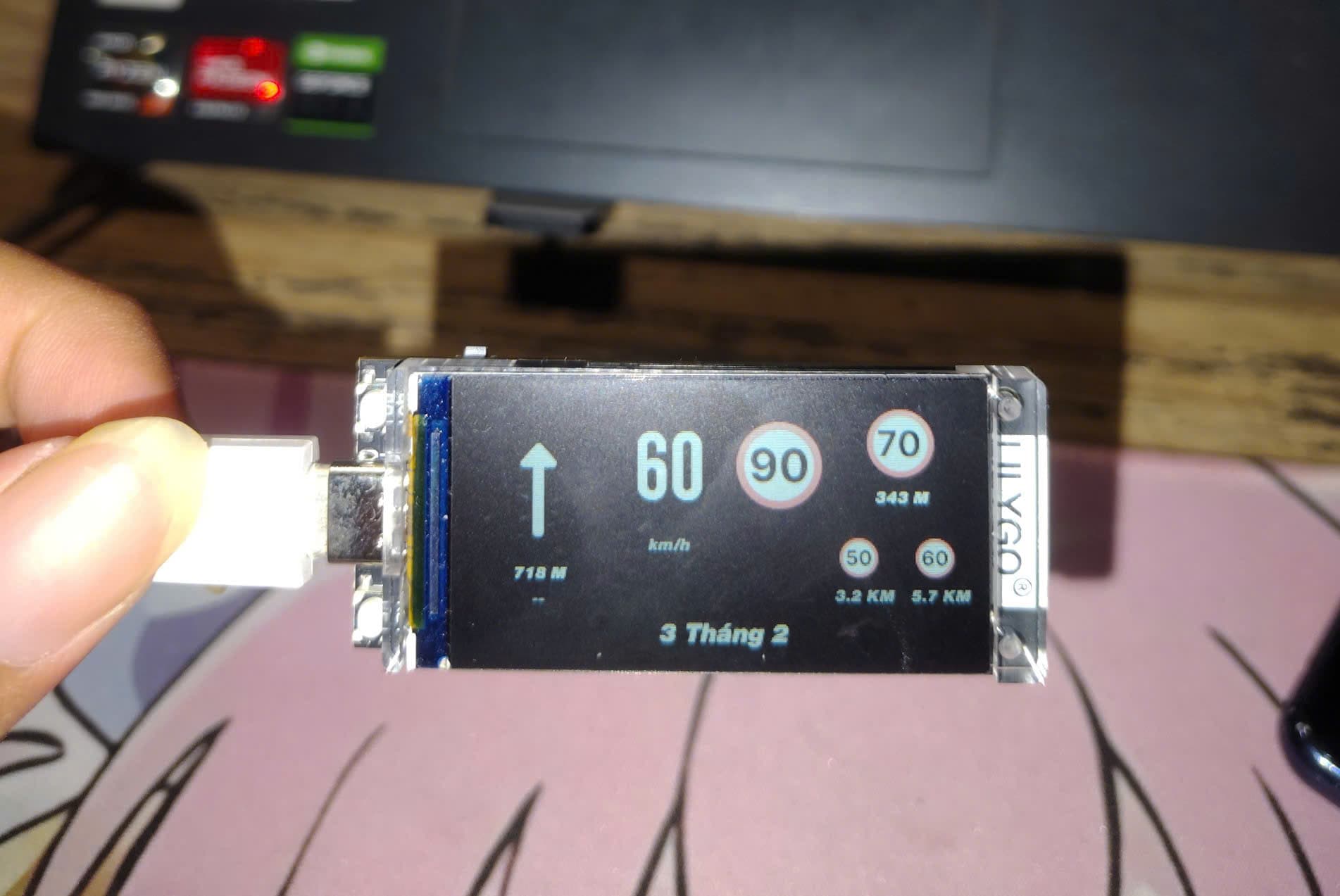T-Display hiển thị dữ liệu điều hướng Waze
